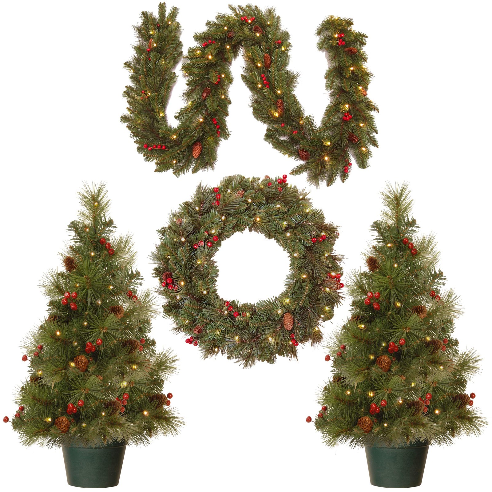 PreLit Everyday Collection Artificial Christmas Decoration Set with LED Light... gallery