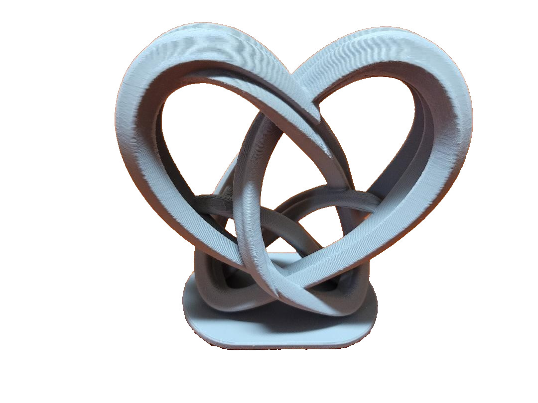 3D Printed Interlocking Double Heart Knot Sculpture PLA Valentine Gift Decor Gra gallery