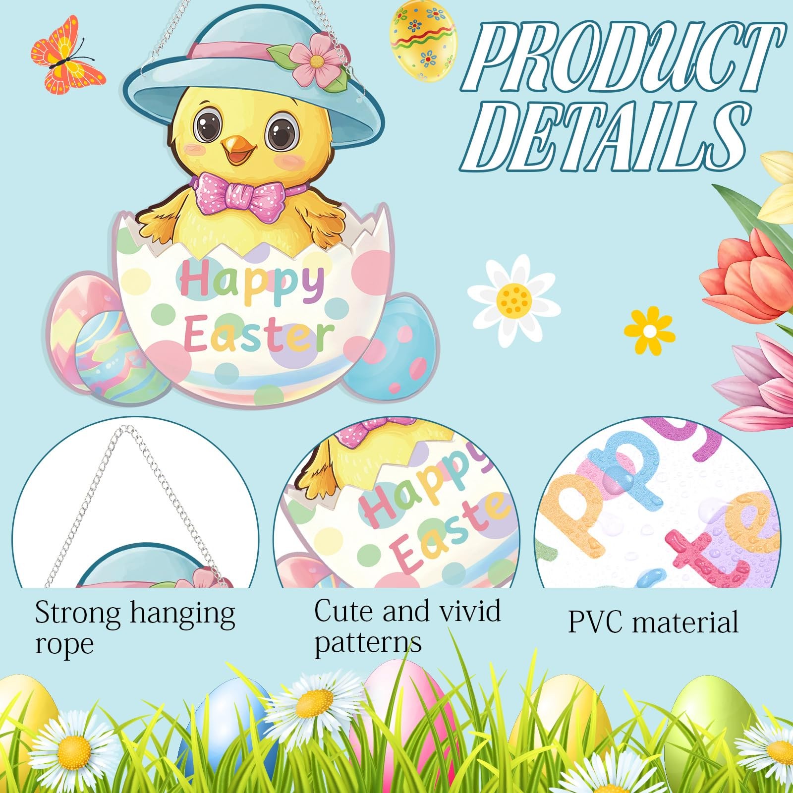 Easter Decorations Rabbit Sign Hanging Wall Decor Bunny Carrot Happy Easter D gallery