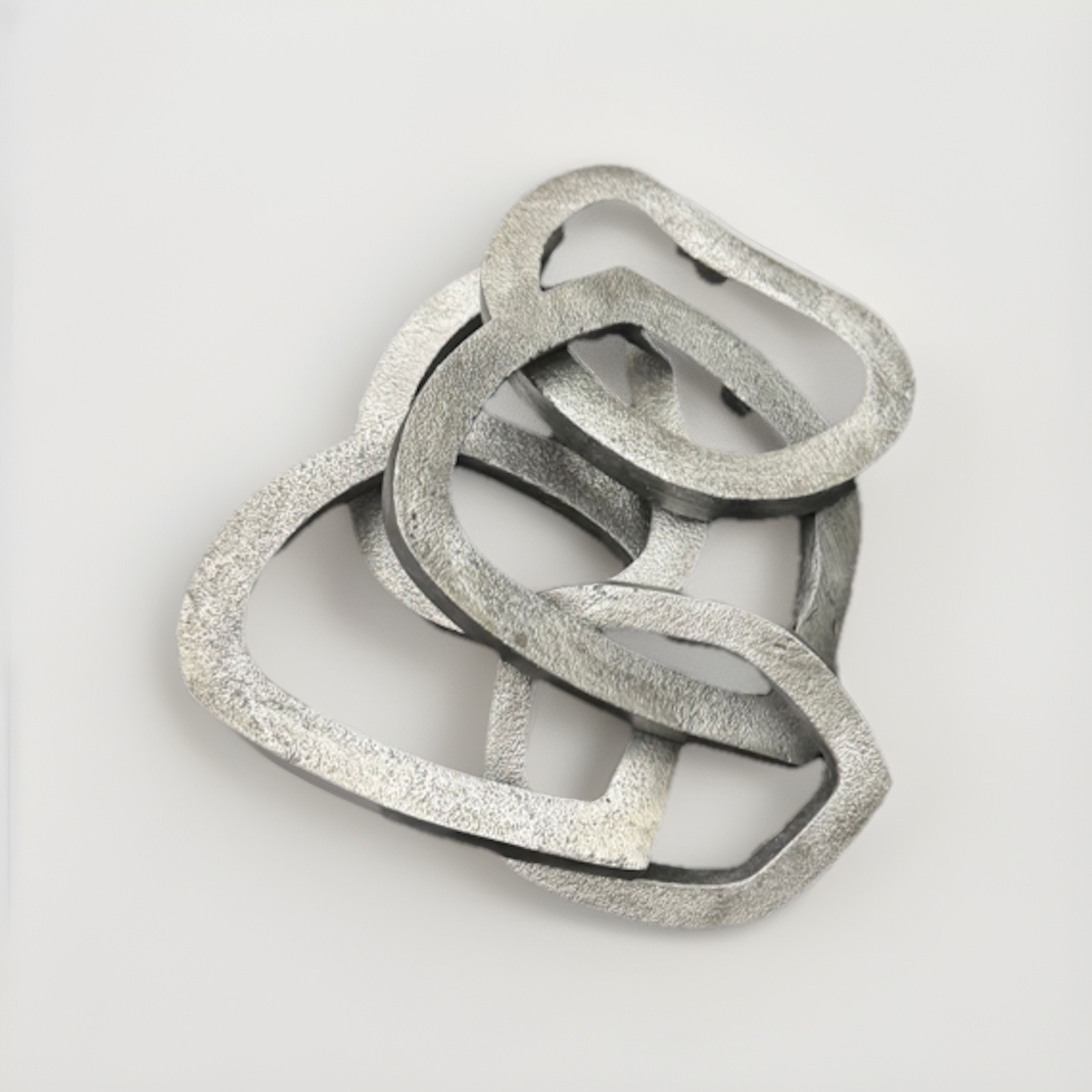 Modern Abstract Interlocking Chain Link Sculpture Silver Tabletop Decor gallery