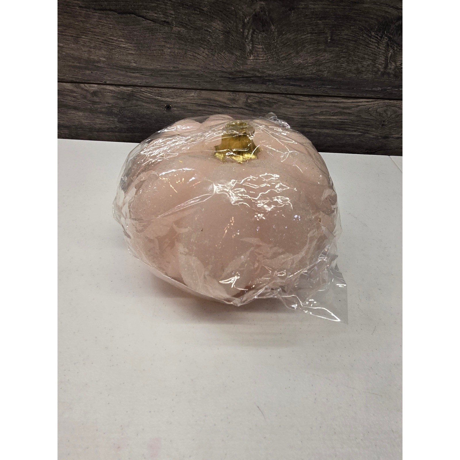 Pink Glitter Pumpkin Decorative Accent with Gold Stem Halloween Fall Decor gallery