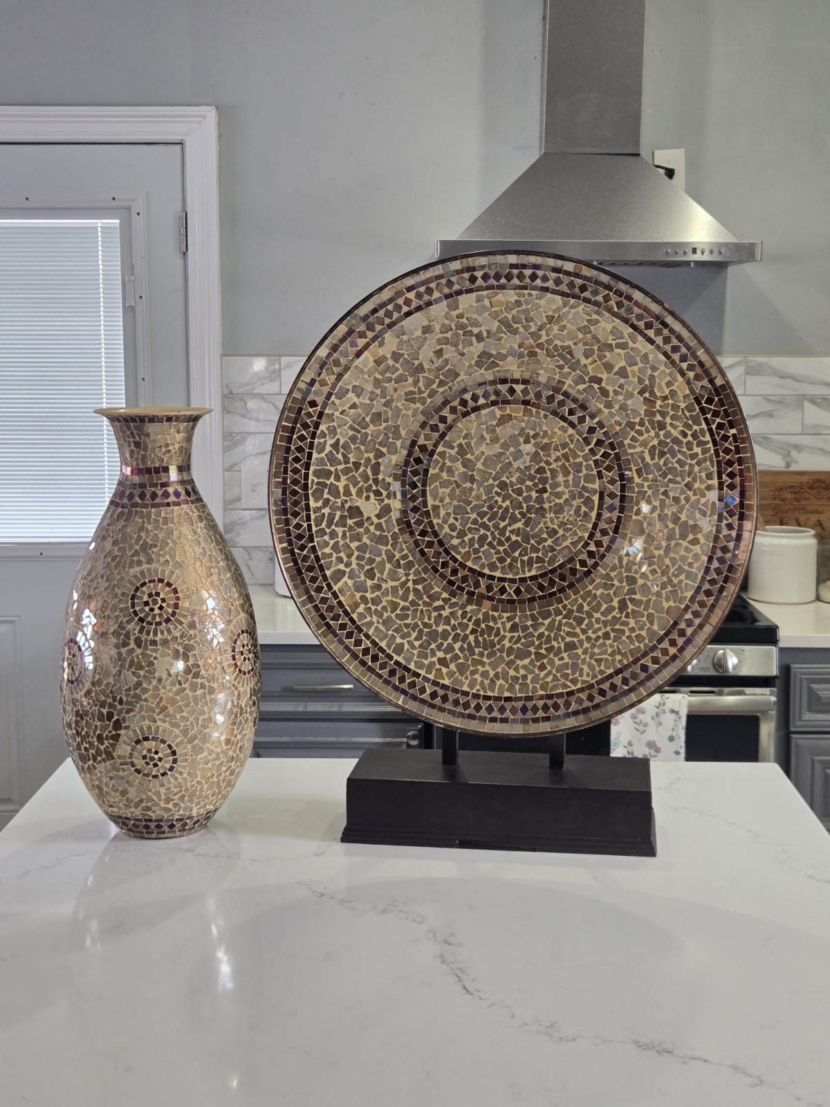 Matching Mosaic Vase & Decorative Plate Set – Beautiful Accent Décor gallery