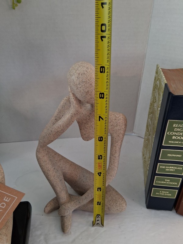 "Thinker" & " Reader" Abstract Sculpture Art Figures; Sandstone Resin; NWT; 2 Pc gallery