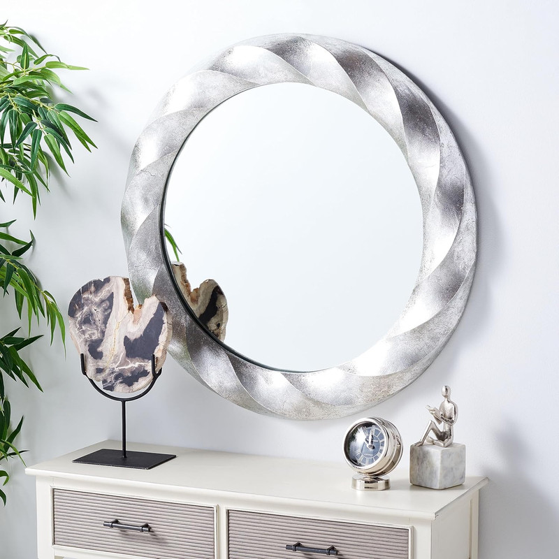 Winterrose Silver 33" Round Decorative Wall Mirror for Home Decor gallery