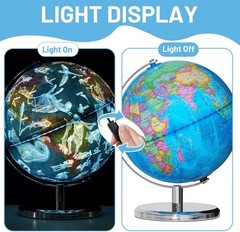 9in Illuminated Globe Map W/ 88 Constellation & Built-in LED Night Light Metal U