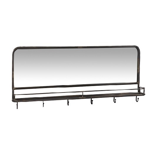 Mirror Coat Rack Black With & 6 Hooks by Ib Laursen gallery
