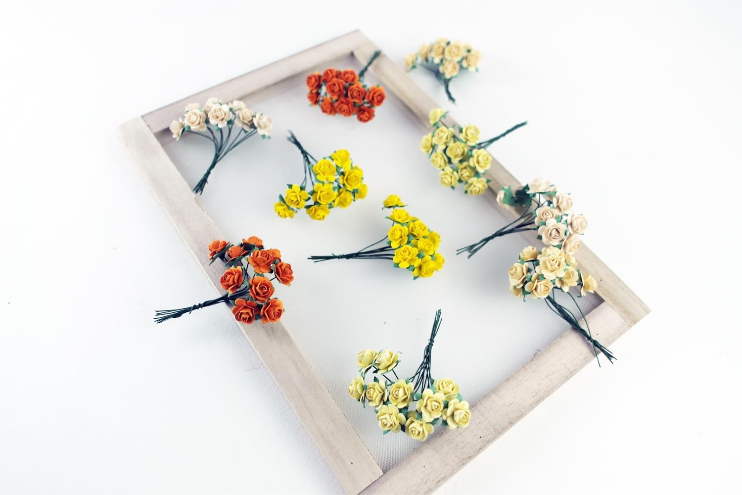 100 pcs Tiny Artificial Roses Mixed Orange Yellow Shade Five Color Mulberry P... gallery