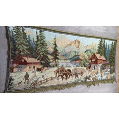 Tapestry Wall Hanging 62 x 28 Multicolor Alpine Mountain Scene Wandbild Bergland