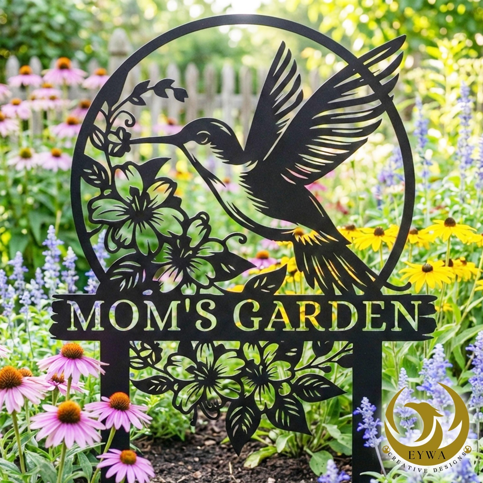 Custom Hummingbird Garden Sign, Personalized Garden Name Decor Gift gallery