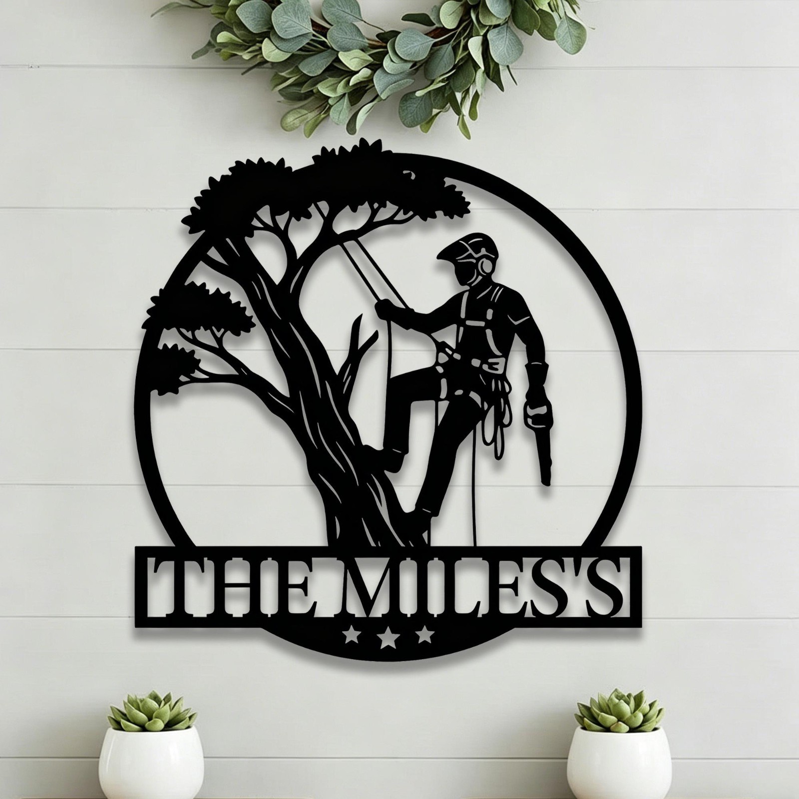 Personalized Tree Climber Silhouette Metal Wall Decor, Outdoor Wall Decor gallery