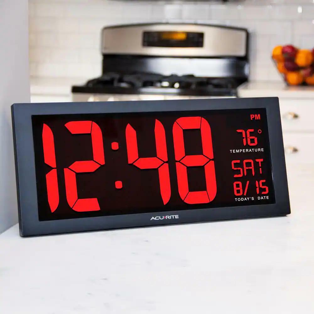 AcuRite LED Clock Extra-Large Size Indoor Temperature 9 ft Power Cord 14.5 in L gallery