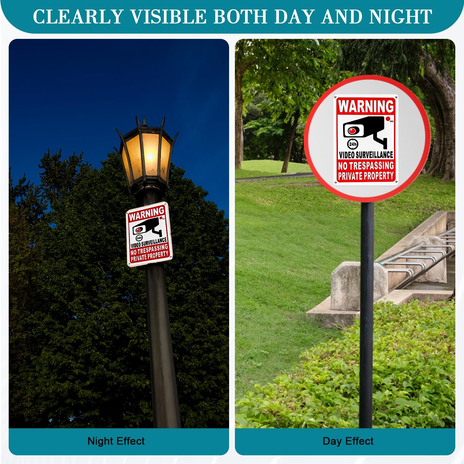 4 Pack Large Warning Security Cameras In Use Metal Sign for House Business gallery