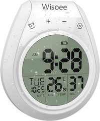 Shower Clock Waterproof Bathroom Timer, Kitchen Wall Clock with Countdown,