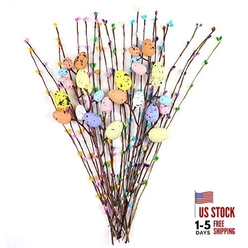 Artificial Easter Spray Vine with Pastel Easter Eggs and Easter Egg Twig