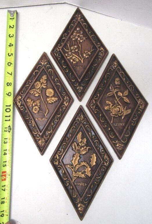 Ceramic Redware Wall Plaques Spring- Summer- Autumn- and Winter - Nasco Japan gallery