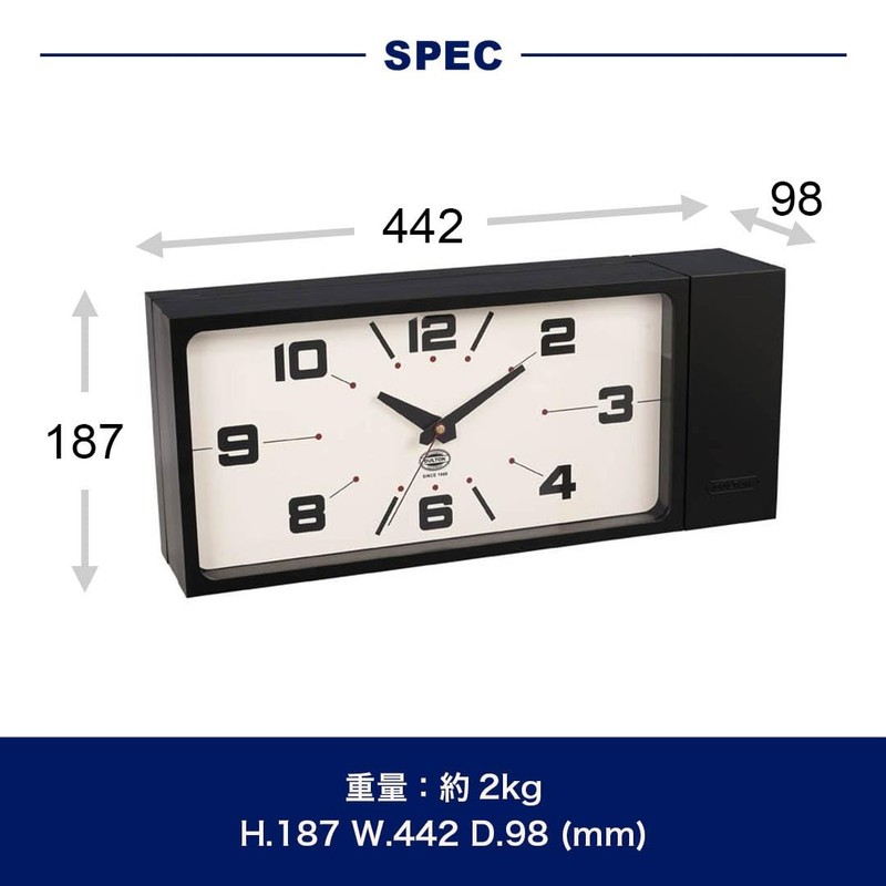 DULTON Double Face Wall Clock Rectangle Black Magnet Type H21-0362BK New gallery
