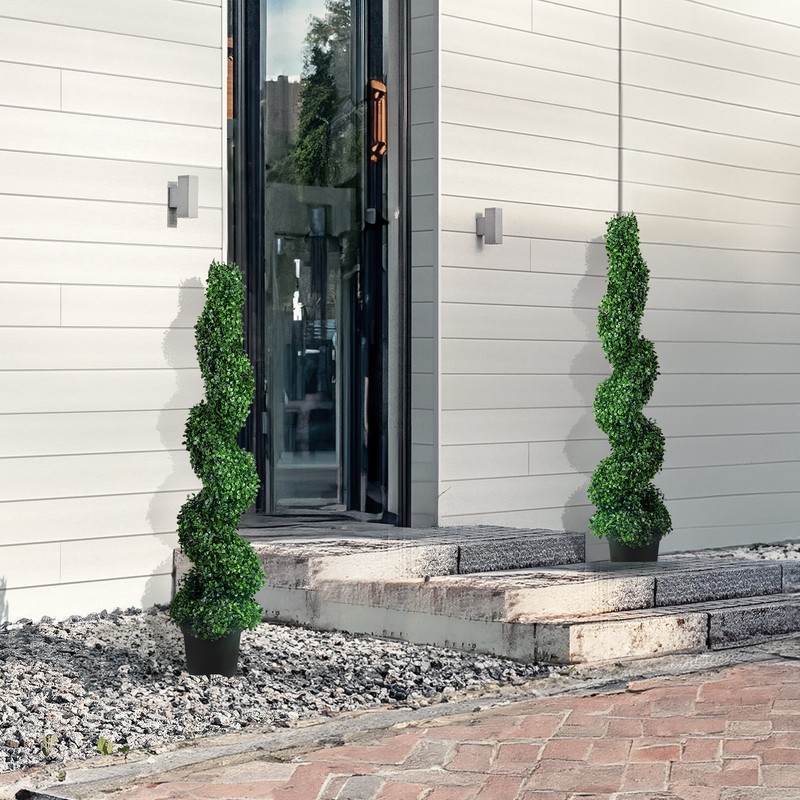 2Pack 5ft Artificial Topiary Spiral Tree Faux Plant UV Indoor Outdoor Home Decor gallery