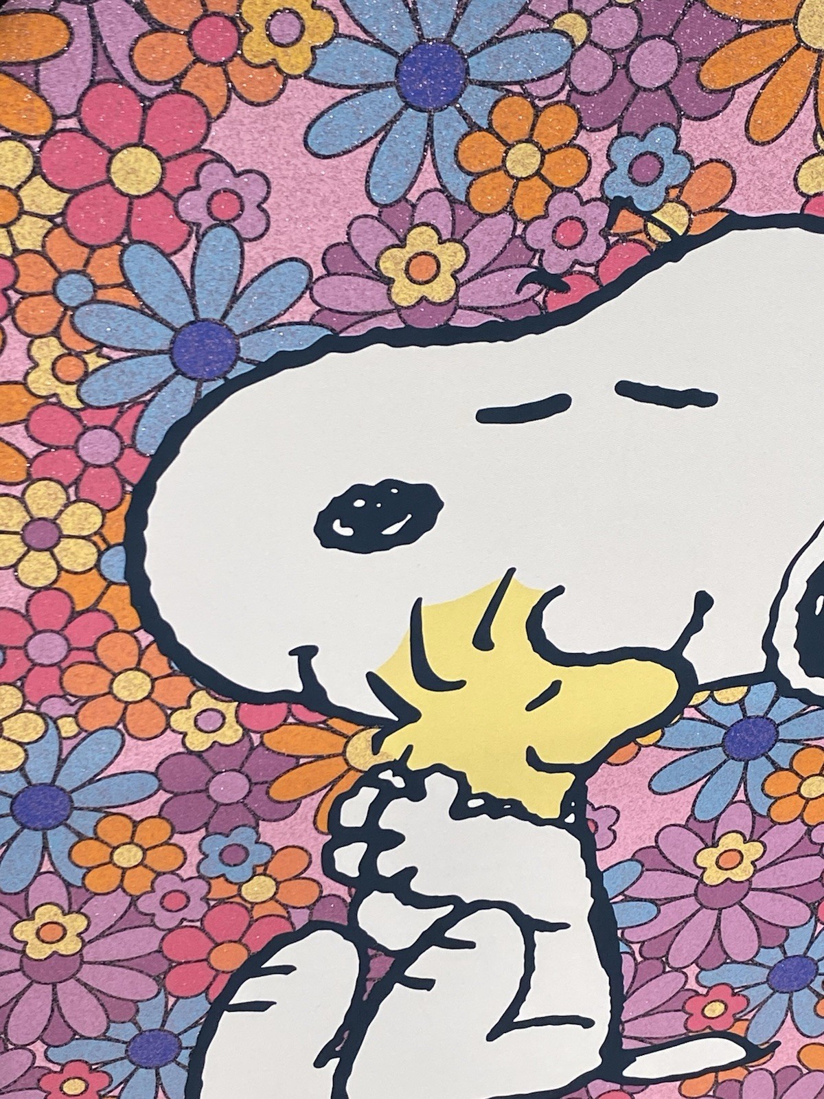 Peanuts Snoopy & Woodstock Glitter Flowers Canvas Print Wall Art, 16” x 12” gallery