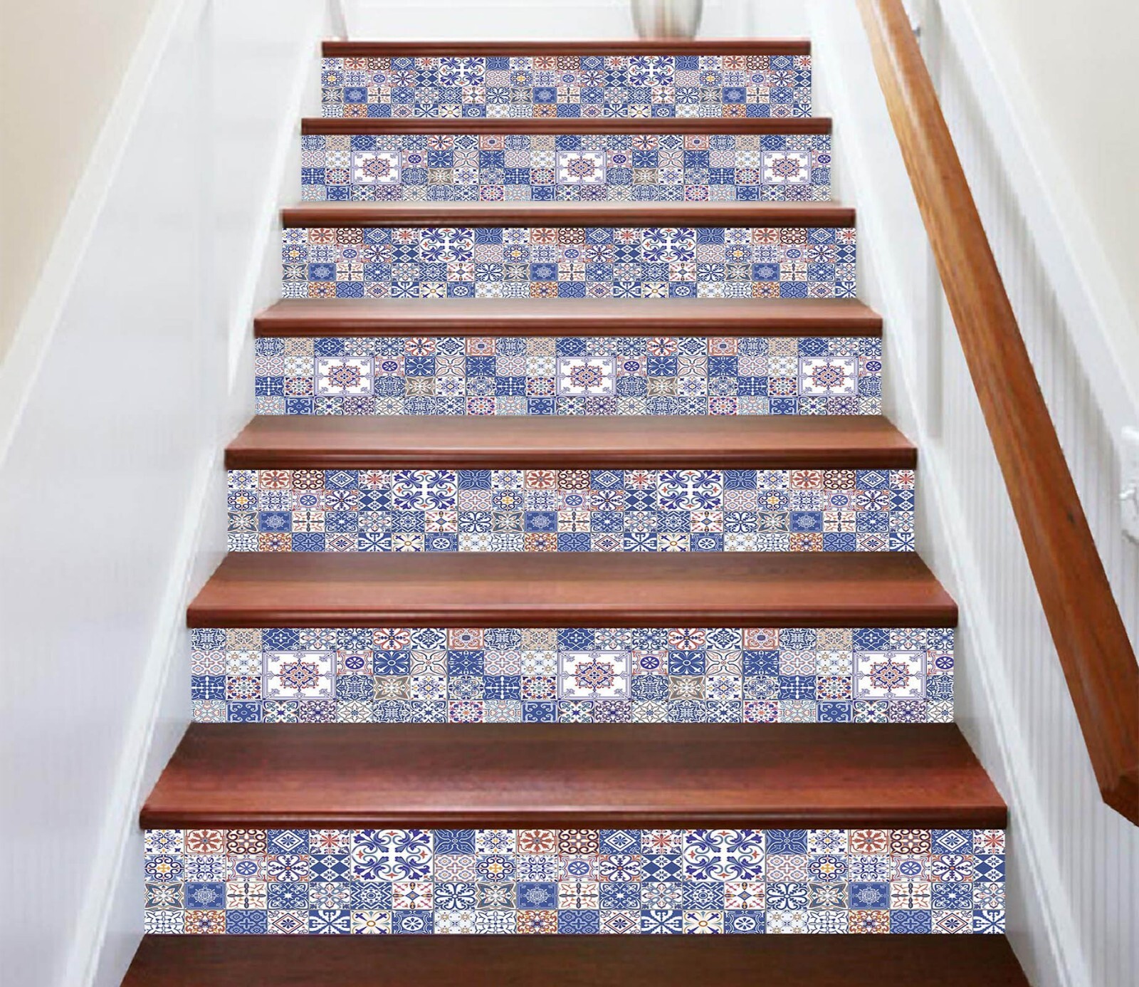 3D Blue Tile Pattern AZ687 Stair Risers Decoration Mural Vinyl Wallpaper Kay gallery