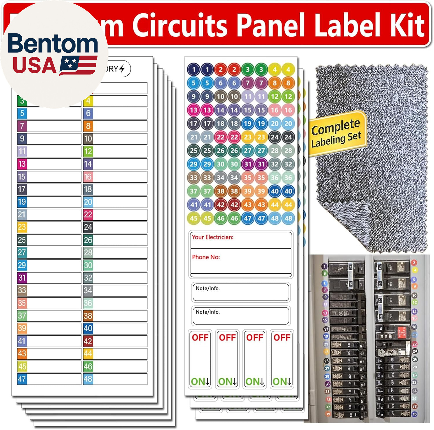 Electrical Panel Labels Kit – 48 Circuit Breaker Stickers, Premium Waterproof Ea gallery