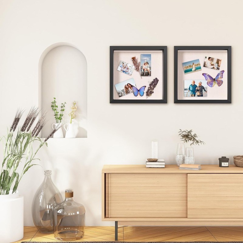 Multipurpose 10x10 Black Shadow Box with Glass Front for Cherished Memories gallery
