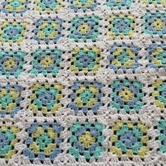 Handmade Multicolor Pastels Crochet Afghan Granny Square Baby Blanket 28×38