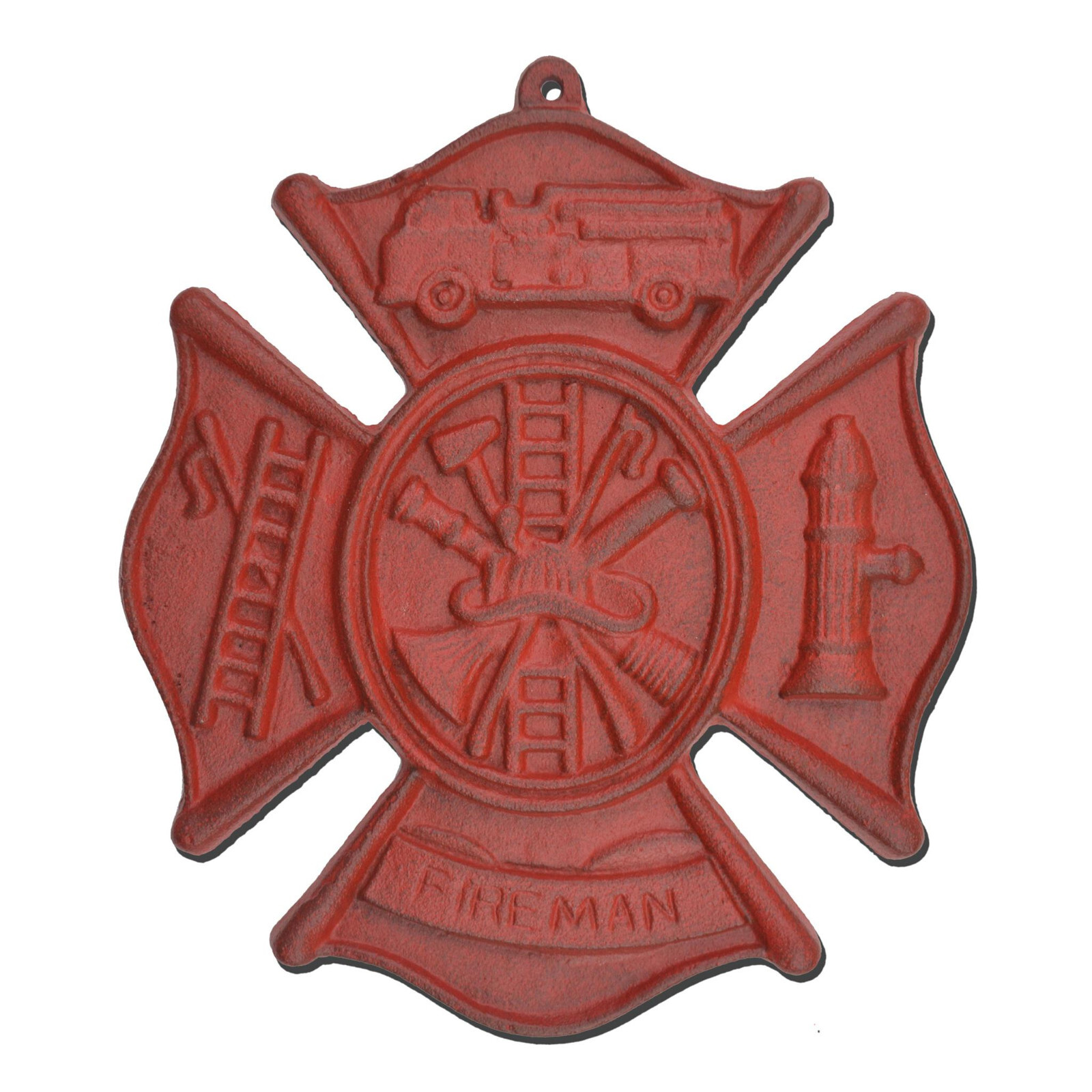 Flag Emotes Firefighting Wall Decor Sign Cast Iron 7.75" Hook & Ladder Plaque gallery