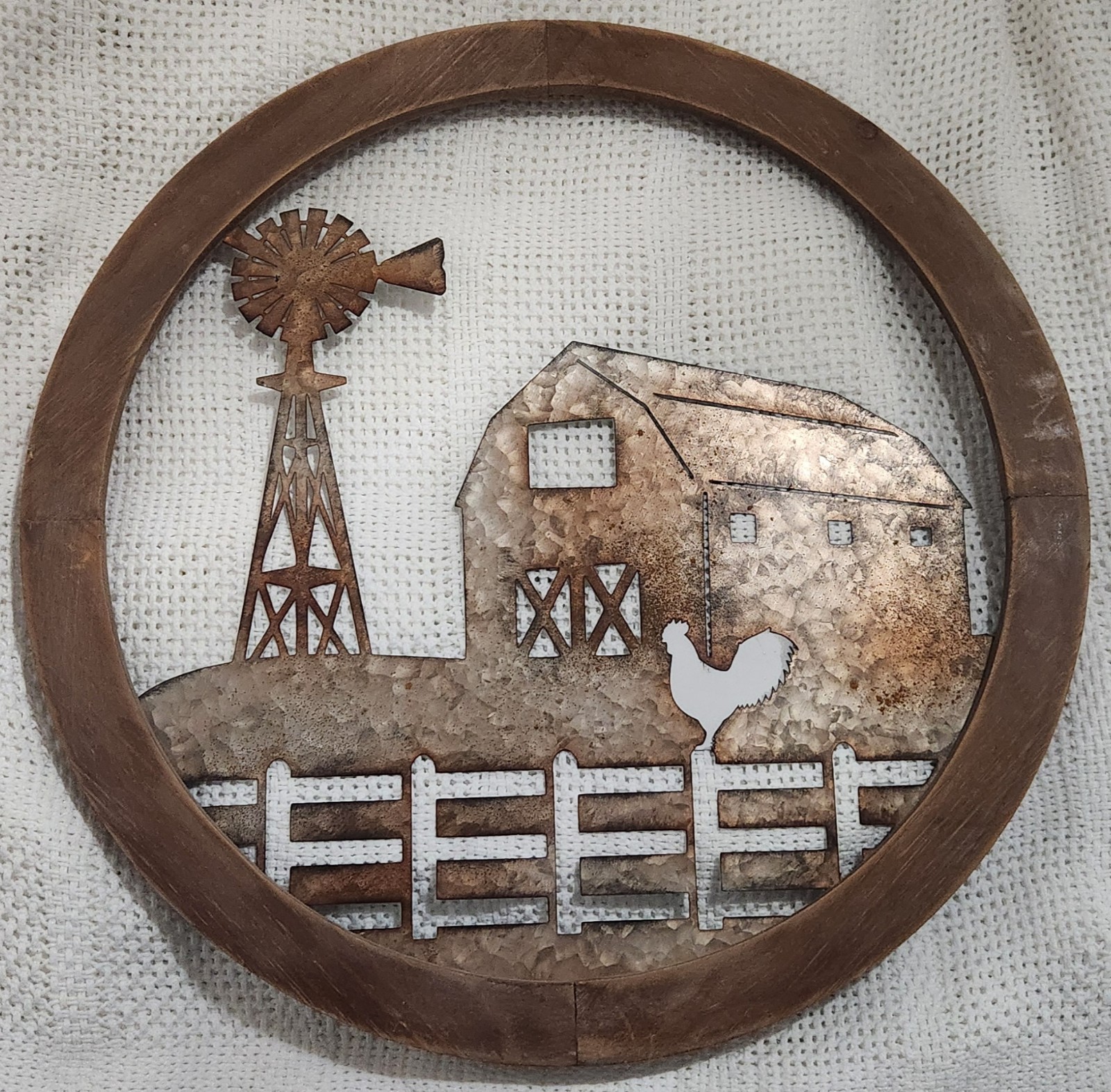 Rustic Farm Decor Weathered, Galvanized Metal Center Finish and Circular Edge gallery