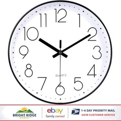 Decorative 12 Inch Black Wall Clock, Silent and Battery Powered for Easy Viewing
