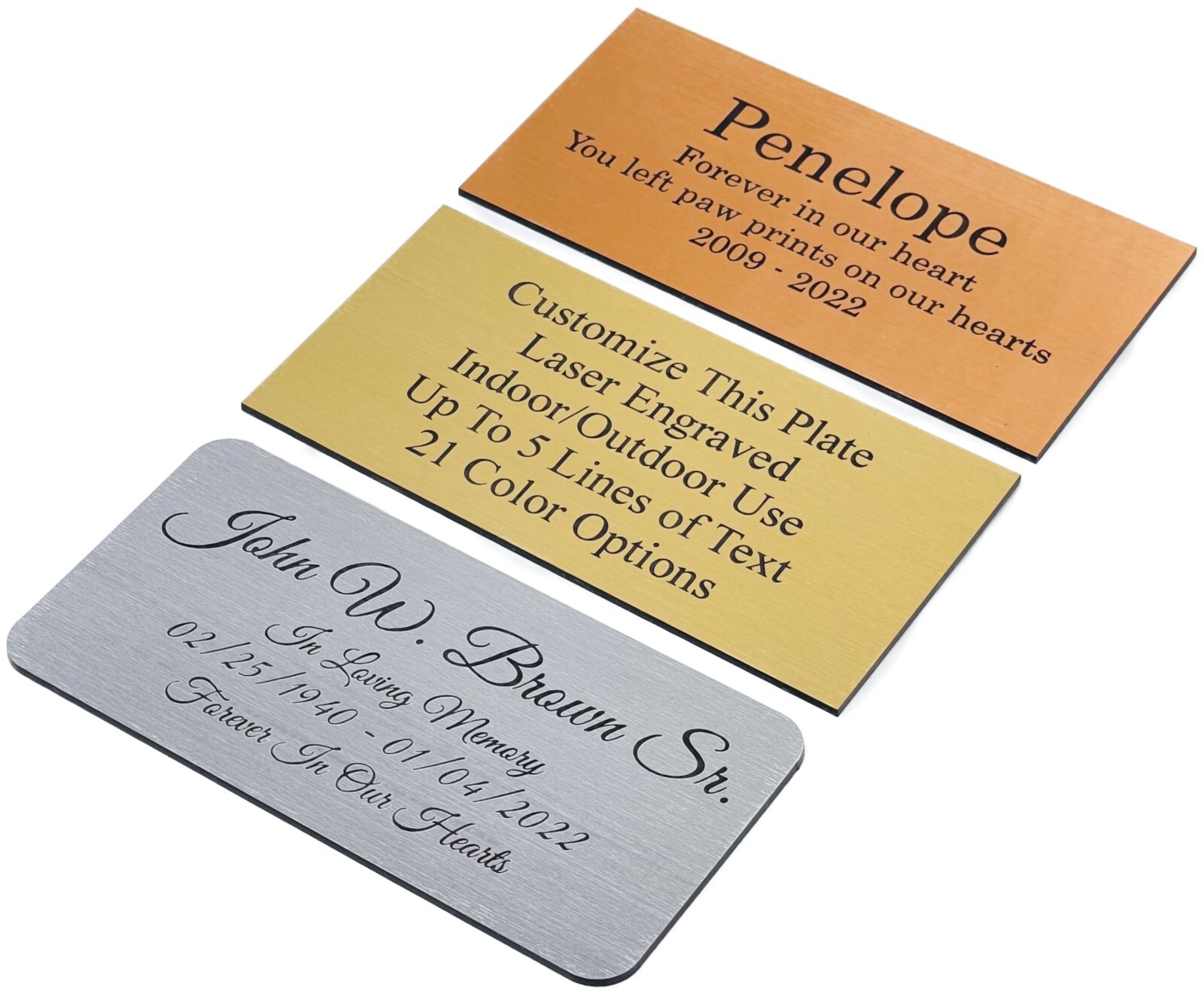 Laser Engraved Name Plate, Personalized Customized Memorial, Urn, Trophy, Sign gallery
