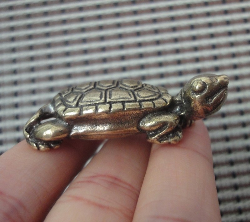 Solid Brass Turtle Decorative Figurine Small Animal Bronze Color Statue gallery