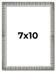 7×10 Frame Silver Grey Distressed Solid Wood Picture Frame | 0.75 Inch Moulding