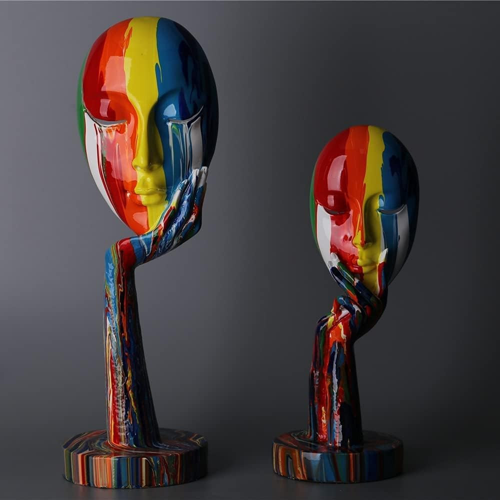 Colorful Abstract Thinker Statue - Modern Feminine Home Decor for Living Room gallery