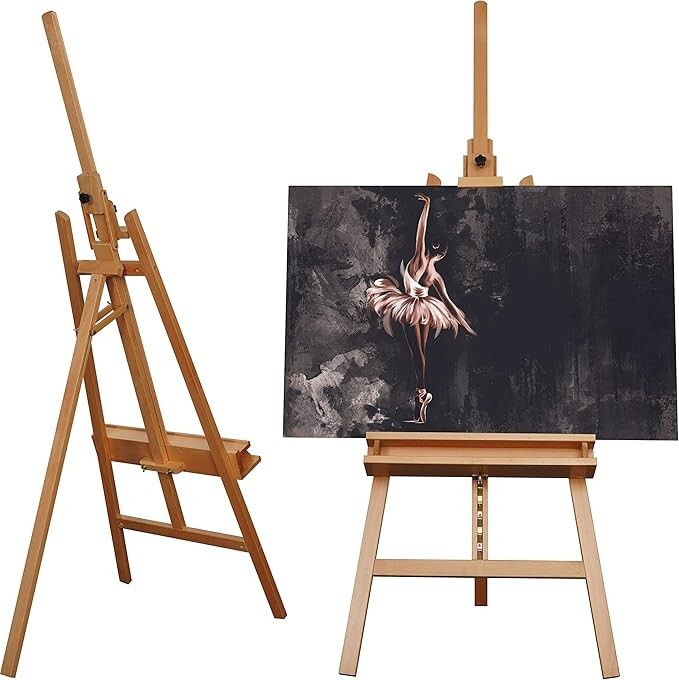ARTIFY Large Solid Beechwood Painters Easel with Brush Holder for Adults gallery