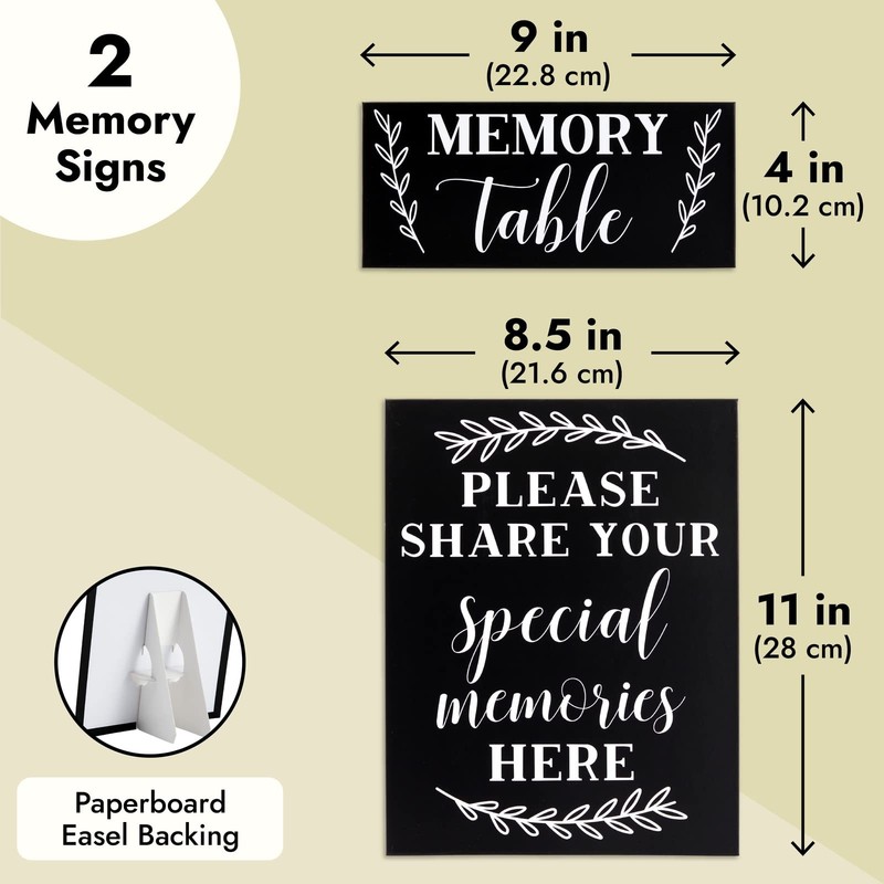 Juvale Rectangular Memory Table Signs - Easel for Funeral Medium, Black gallery