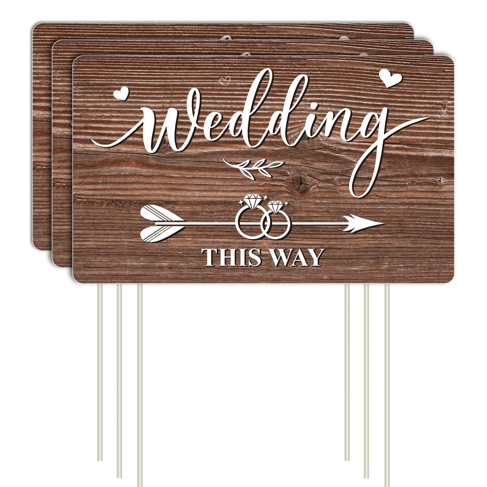 3Pcs Double Sided Wedding This Way Sign Corrugated Plastic Direction Arrow Marks gallery