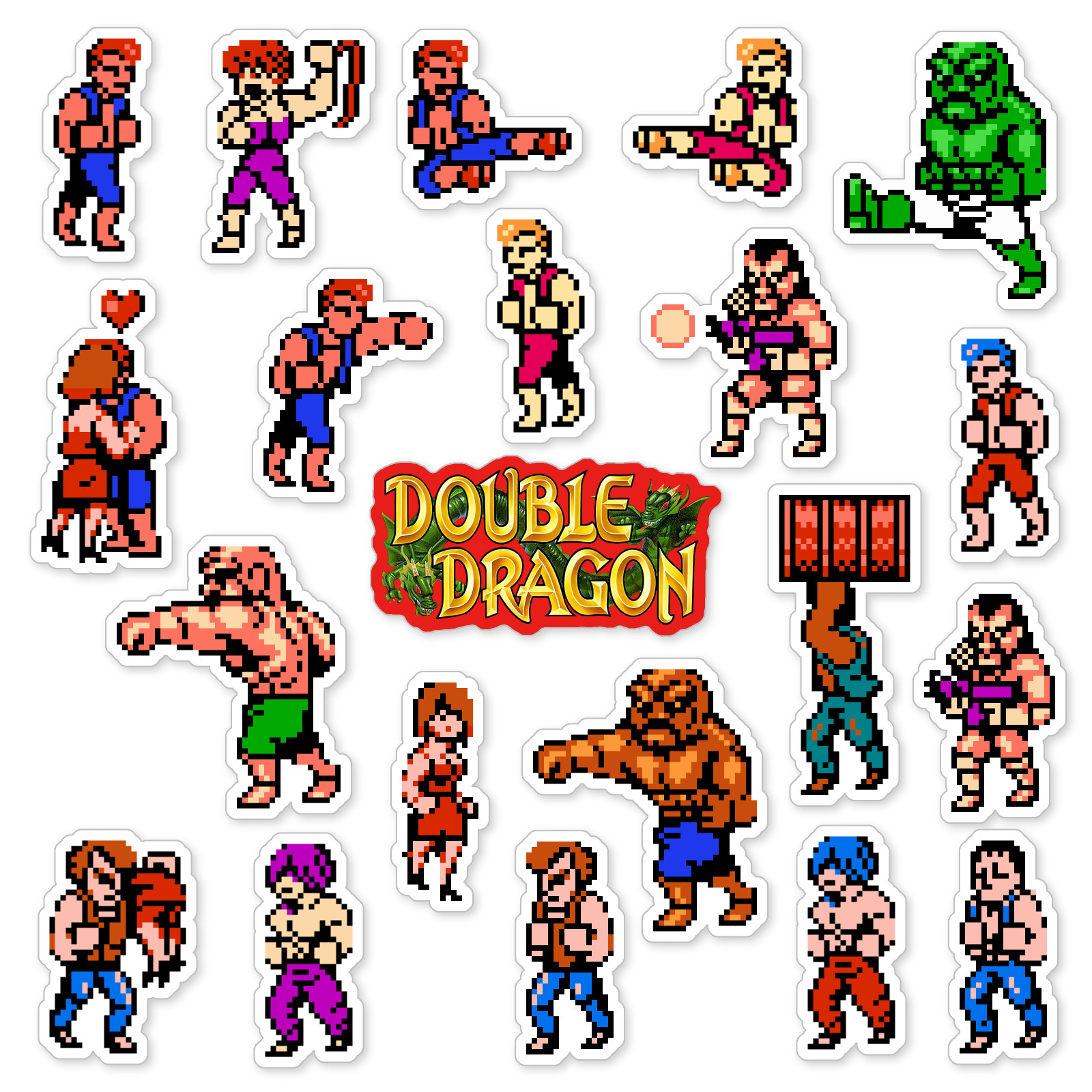 Double Dragon Stickers Nintendo NES Pixel Art 21 Sticker Pack gallery