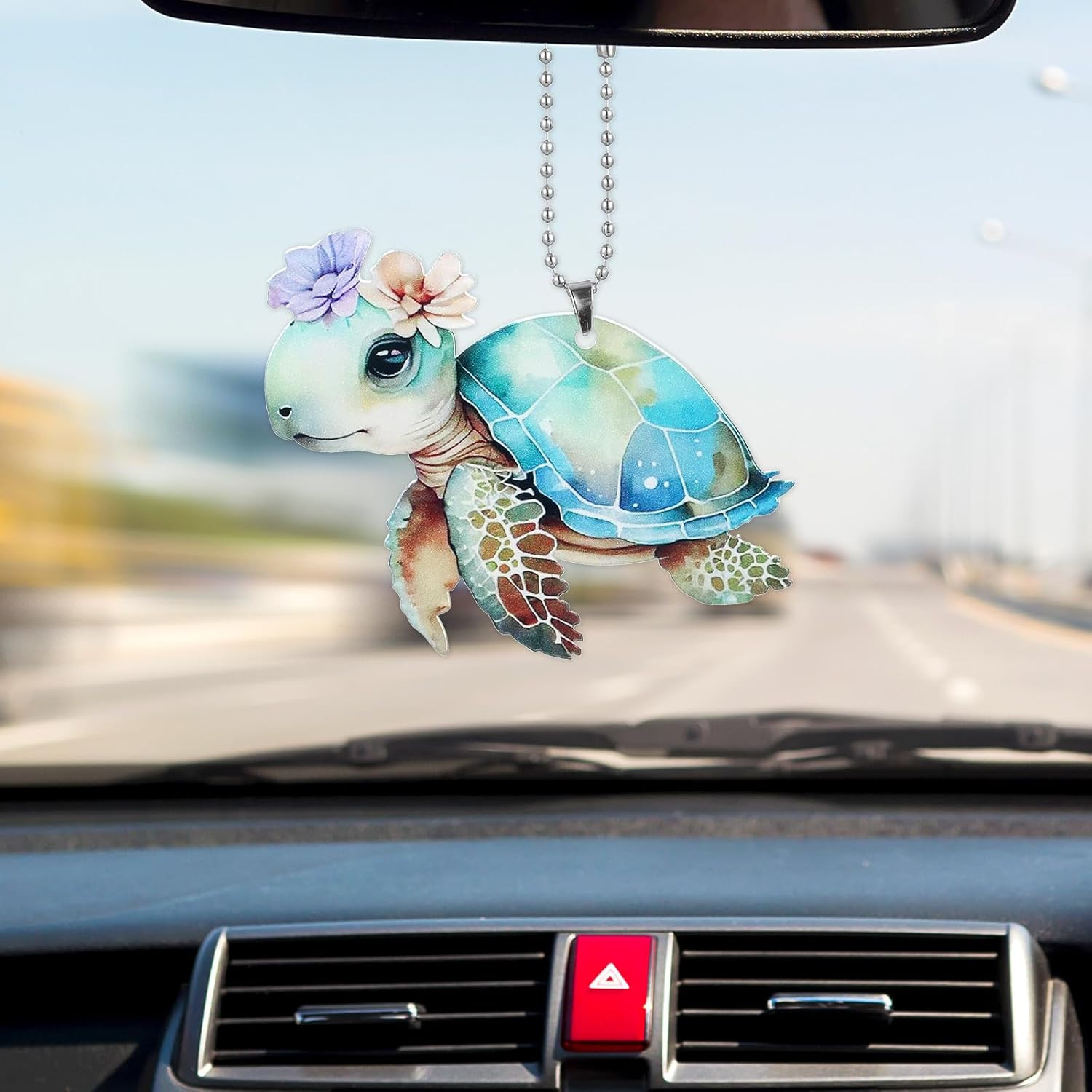 Turtle Rear View Mirror Accessories, Sea Turtle Car Decoration Multi-Color Acryl gallery