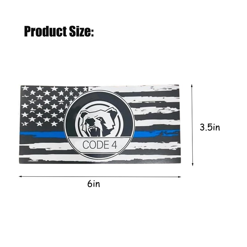 6pcs Thin Blue line Flag Code 4 Car Sticker Decal, Police Support American Flag gallery