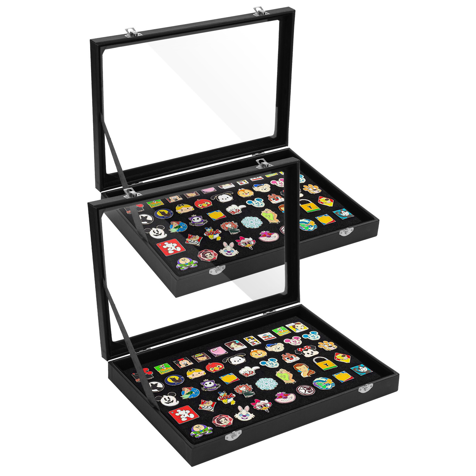 2pcs Clear Pin Display Case Dustproof Pin Collection Showcase Storage Organizer gallery