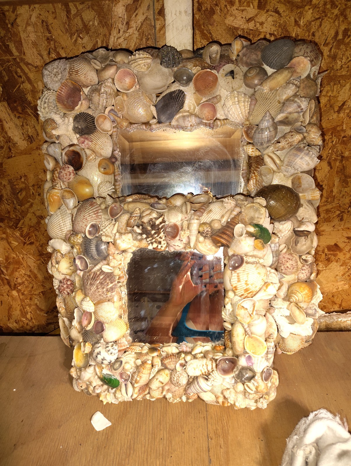 Handmade Shell Framed Square Multicolor Accent Mirrors Set Less Than 10in Each gallery