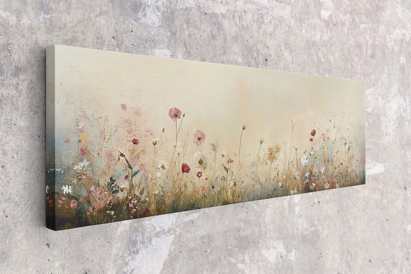 Panoramic Canvas Print Rustic Wildflowers Extra Large Wall Art gallery