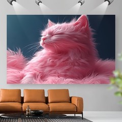 1pc Charming Pink Cat Tapestry – Large 100% Polyester Wall Hanging, Soft Fluffy