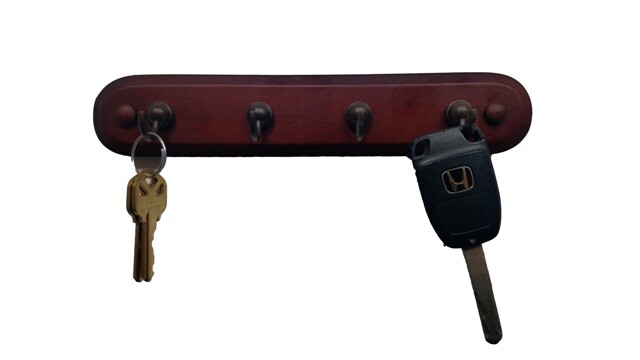 Spectrum Diversified 4 Hook Key Rack - Walnut Wood/Bronze - 2 Count gallery